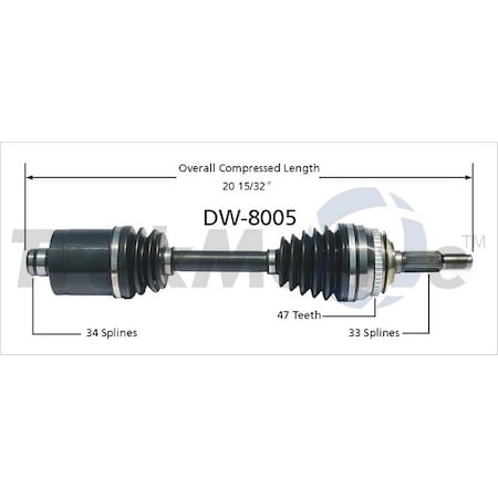 Surtrack Axle Cv Axle Shaft, Dw-8005 DW-8005